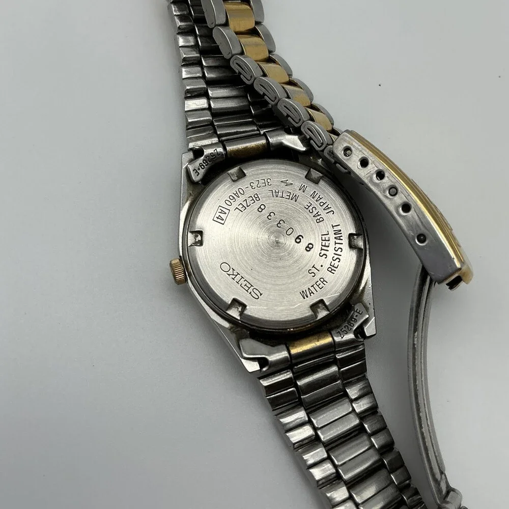 Vintage Seiko Quartz 8223-0060 Womens Watch 24mm Two Tone New Battery 6.5